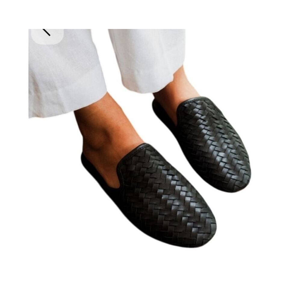 OluKai MI’I Black Woven Slip-On mule Flats